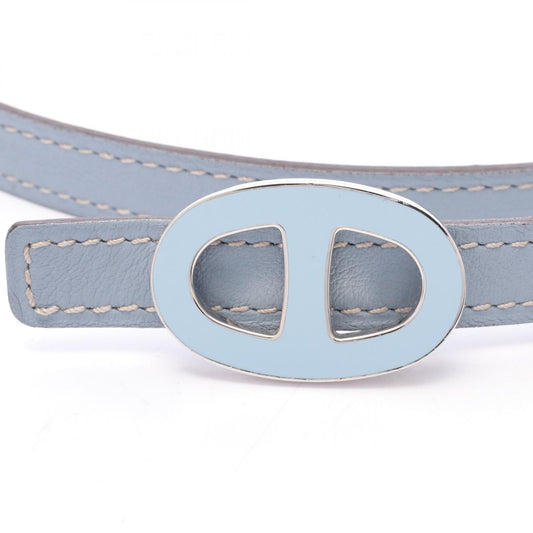 HERMES Chaine d'Ancre Reversible Leather Belt Blue Size 75