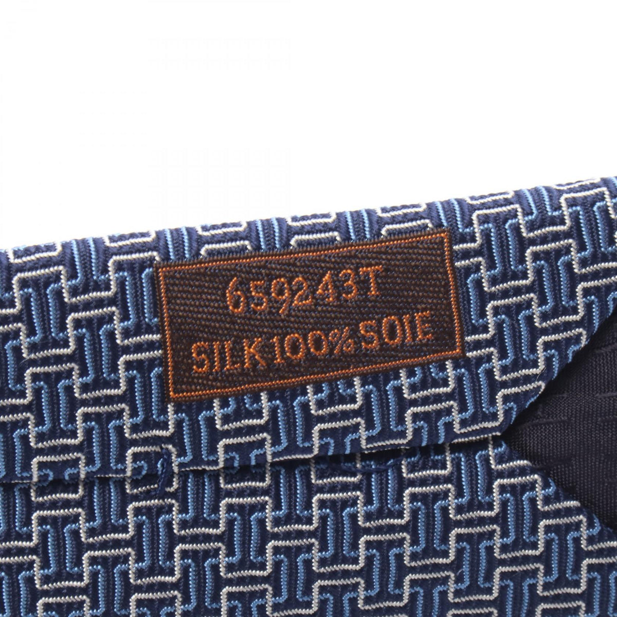 HERMES All-Over Pattern Silk Tie Blue