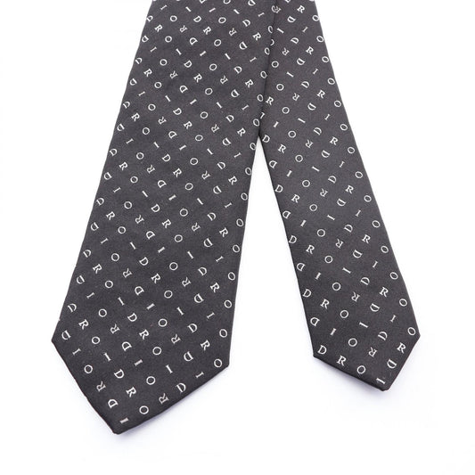 Dior Logo Patterned Silk Tie Black/White/Gray