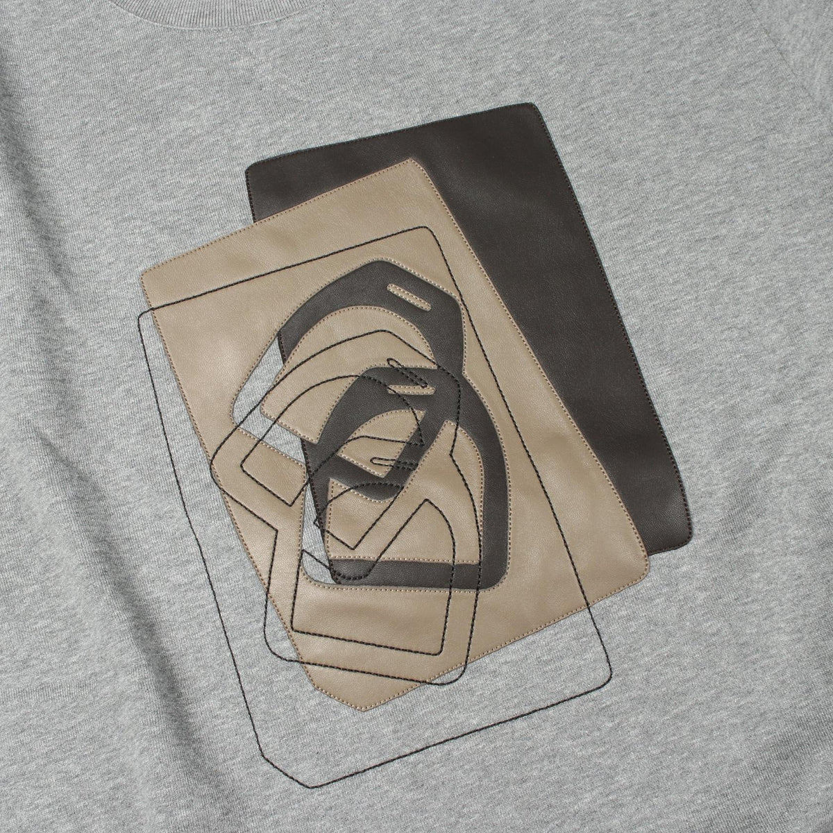 HERMES Leather Patch Cotton Sweatshirt Gray Size M