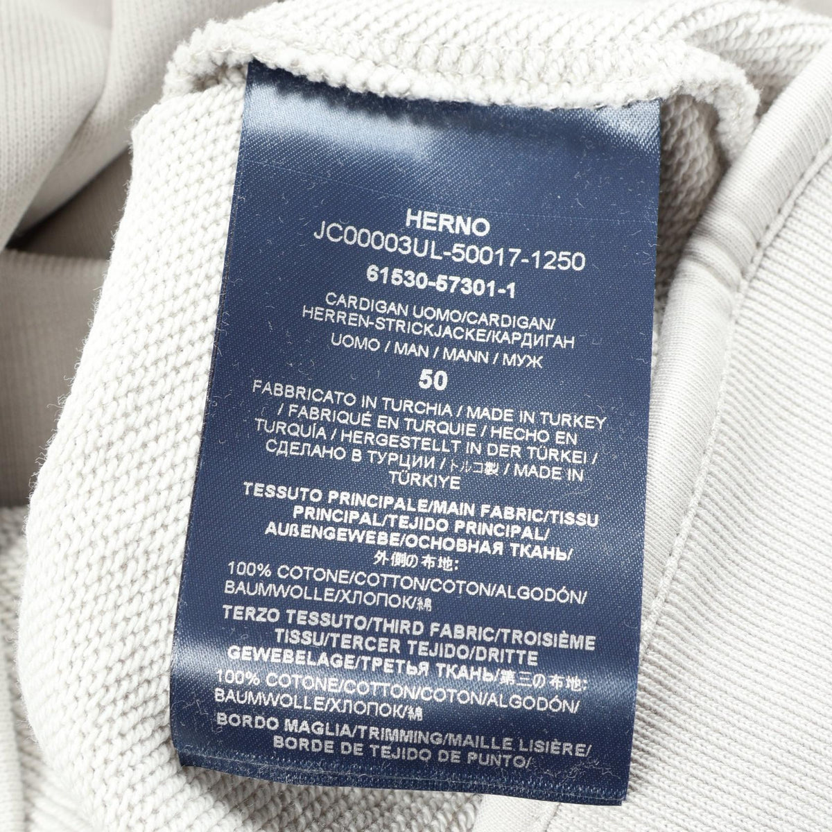 Herno LAMINAR Cotton Hoodie Gray Size 50