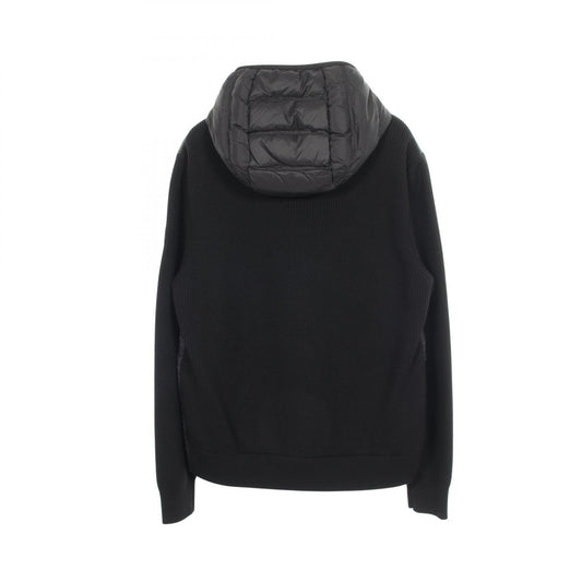 MONCLER Hooded Knit Trim Down Jacket Black Size L