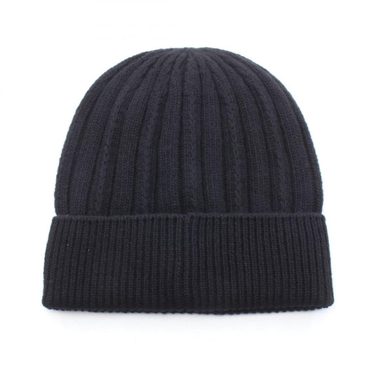 MONCLER Logo Black Wool Knit Beanie Size ONE SIZE