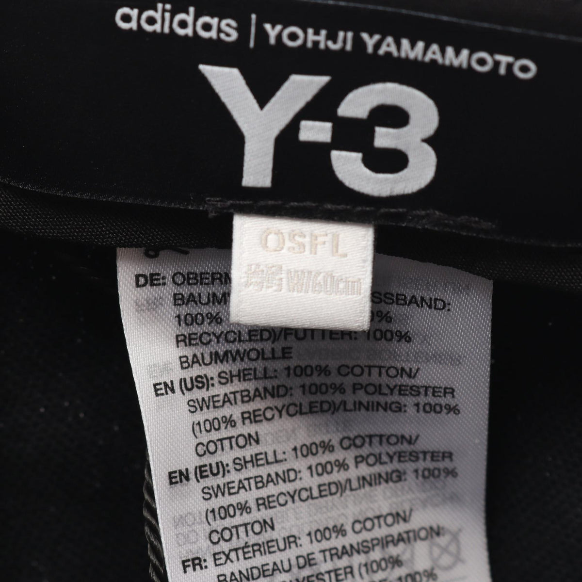 Y-3 Black Cotton Cap Size OSFL