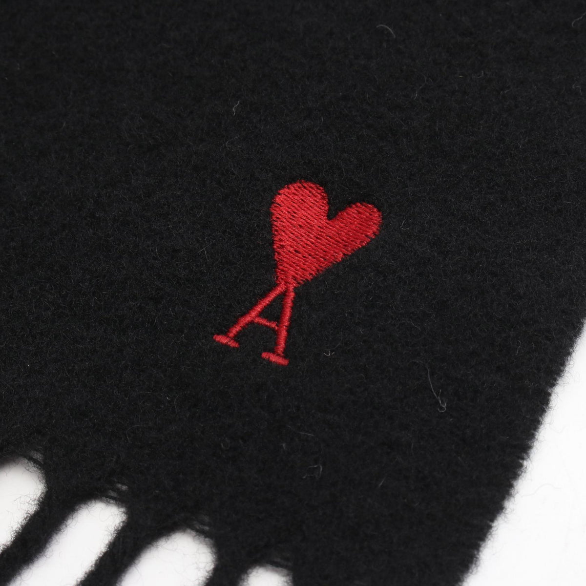 AMI Ami De Coeur Wool Scarf Black
