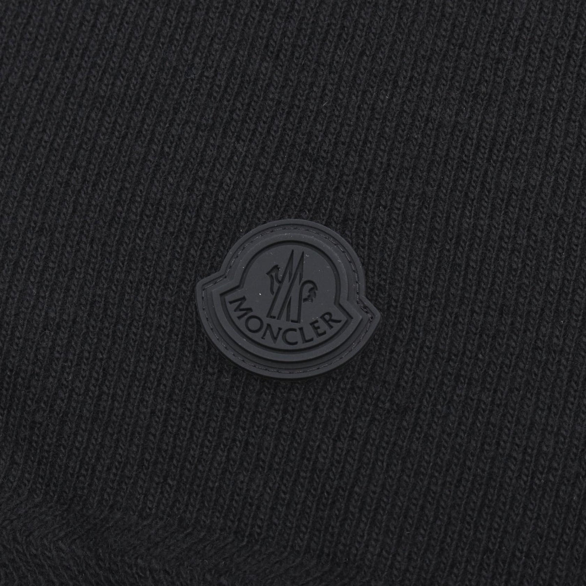 Moncler OFF Logo Wool Cashmere Scarf Black