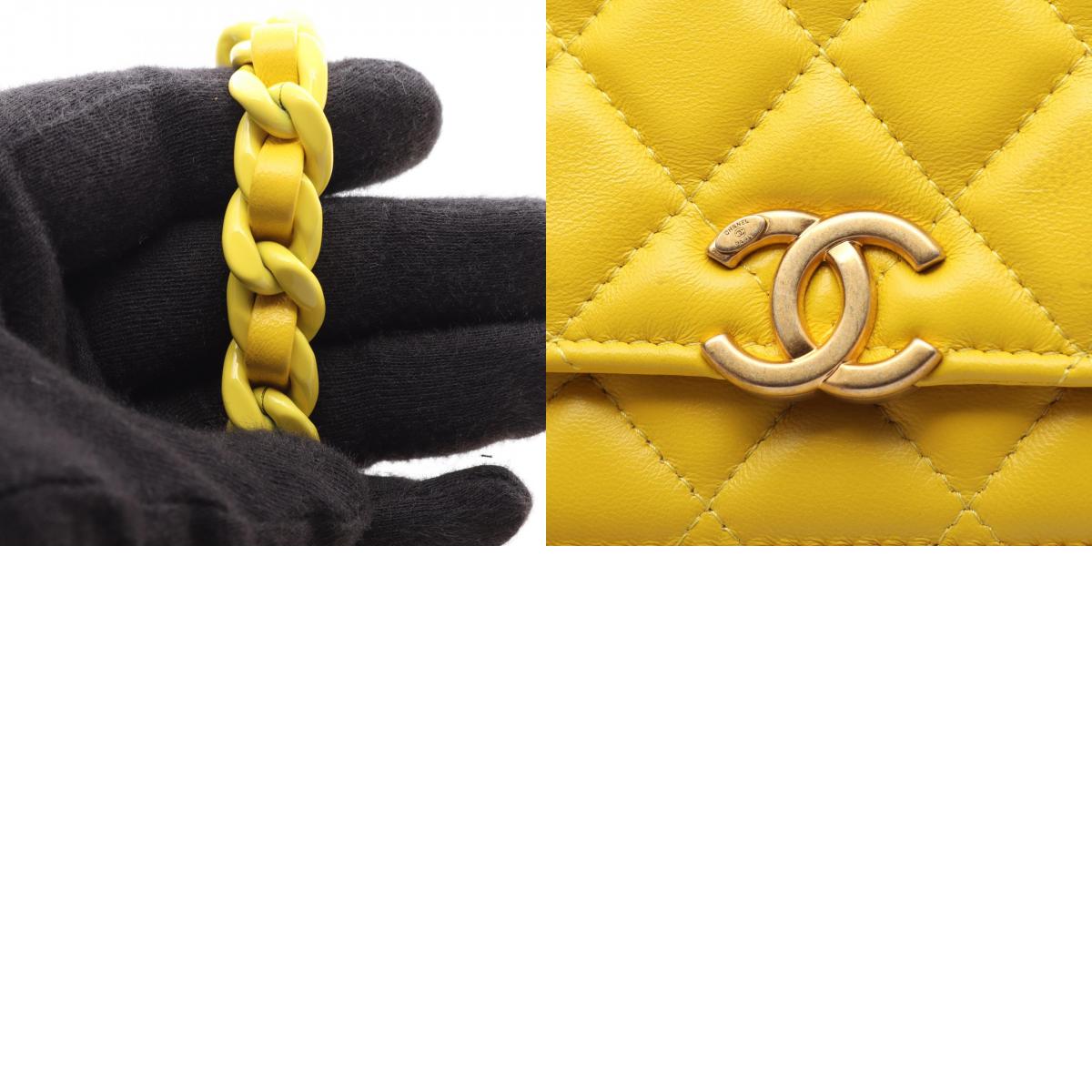CHANEL Matelasse Lambskin Bag Yellow