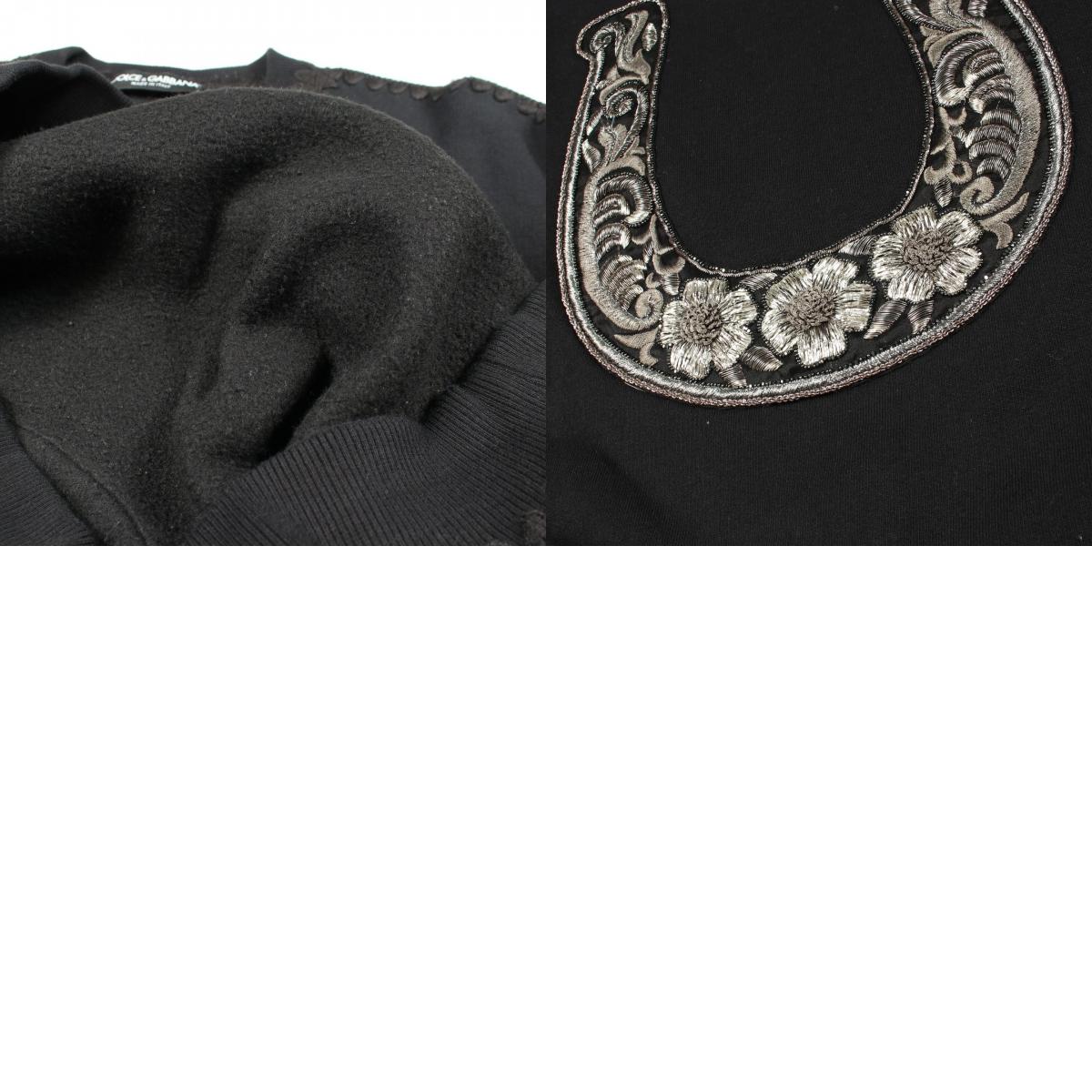 DOLCE & GABBANA Seahorse Beaded Sweatshirt Black Size 52