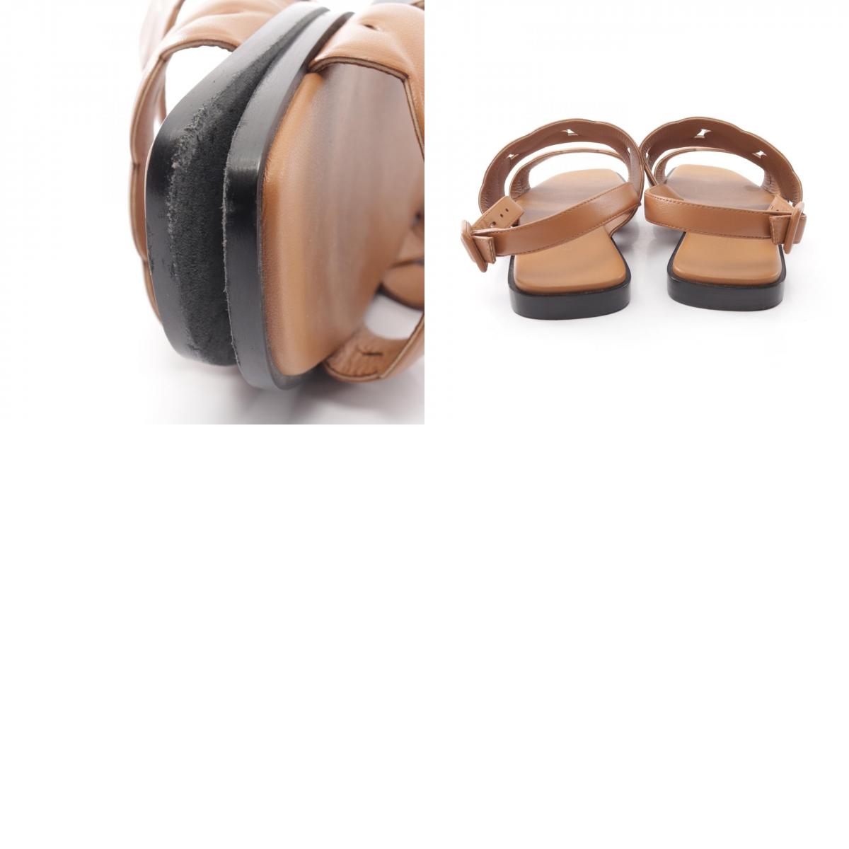 HERMES Grace Leather Sandals Brown Size 37