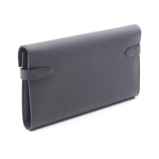HERMES Kelly Wallet Long Leather Black