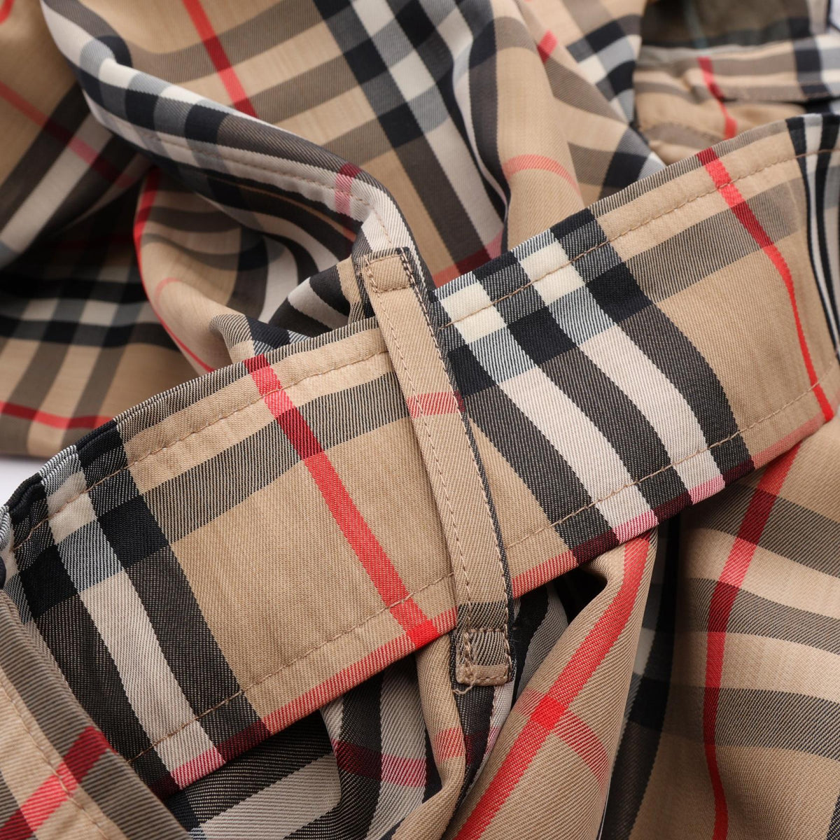 BURBERRY Kempton Short Nova Check Trench Coat Beige Size UK6