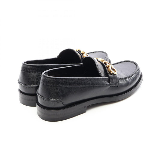 GUCCI Metal Logo Leather Loafers Size 38
