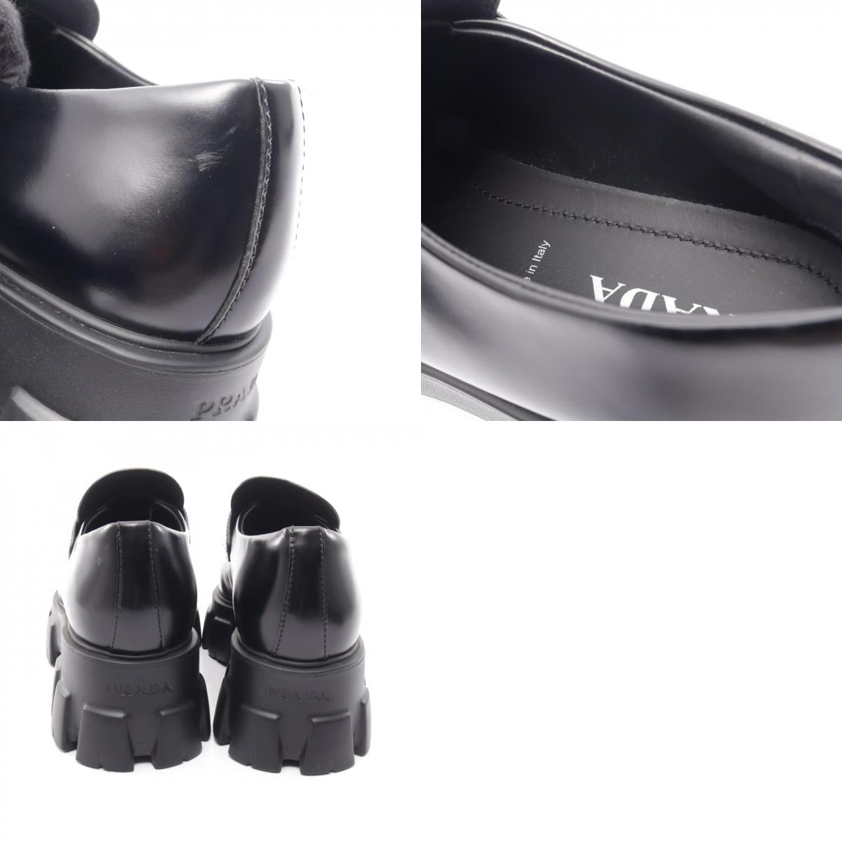 PRADA Black Monolith Triangle Leather Loafers Size 38.5