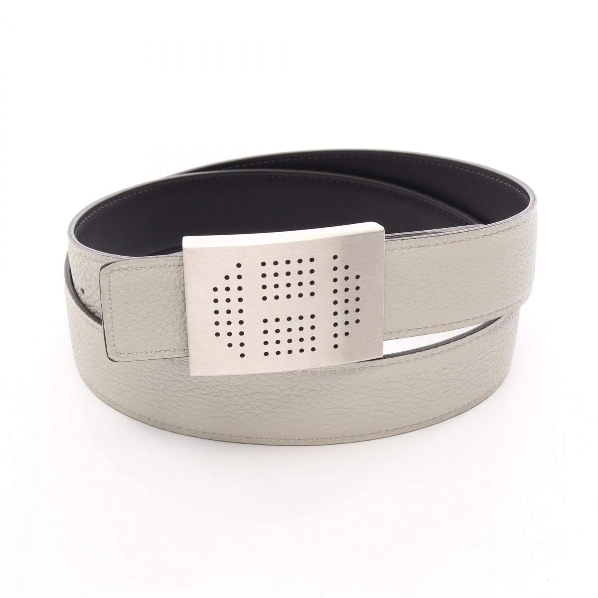 HERMES Black Reversible Leather Belt Size 90