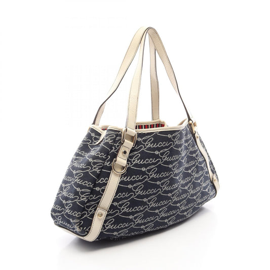 GUCCI Abbey Canvas Leather Bag Navy