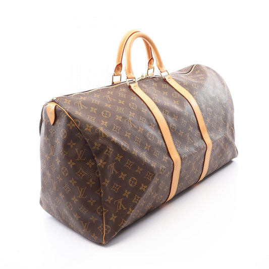 LOUIS VUITTON Monogram Keepall 55 Duffle Bag Brown