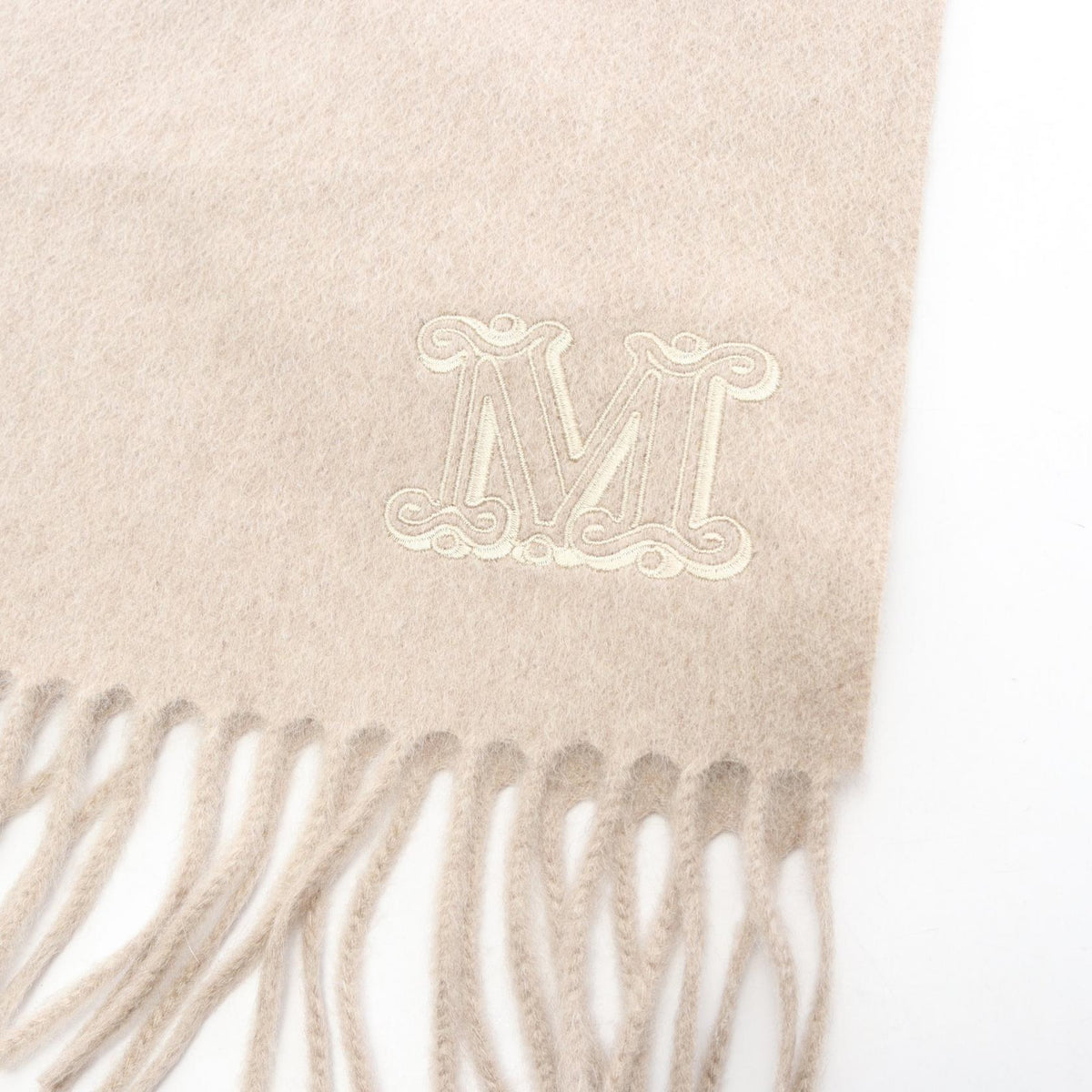 MAX MARA Monogram Cashmere Scarf Beige