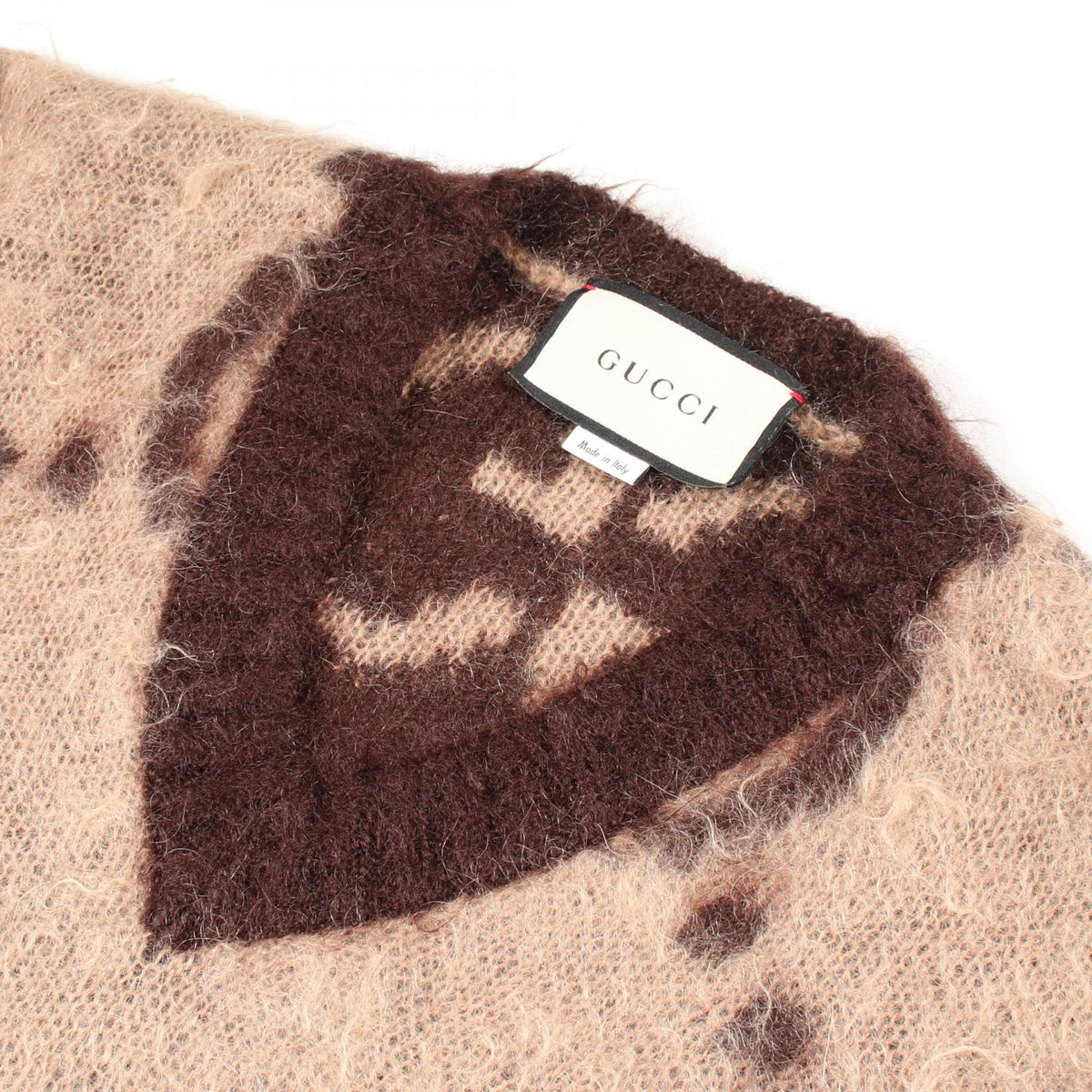 GUCCI GG Pattern V-Neck Wool Mohair Sweater Size S