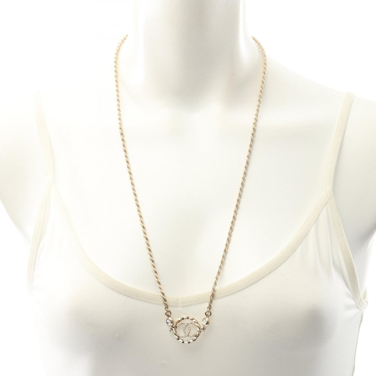 CHANEL Coco Mark Gold Rhinestone Necklace