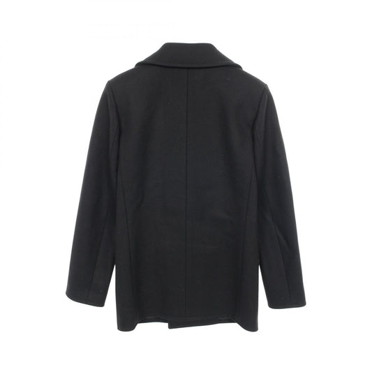 SAINT LAURENT PARIS Wool Peacoat Black Coat Size 44