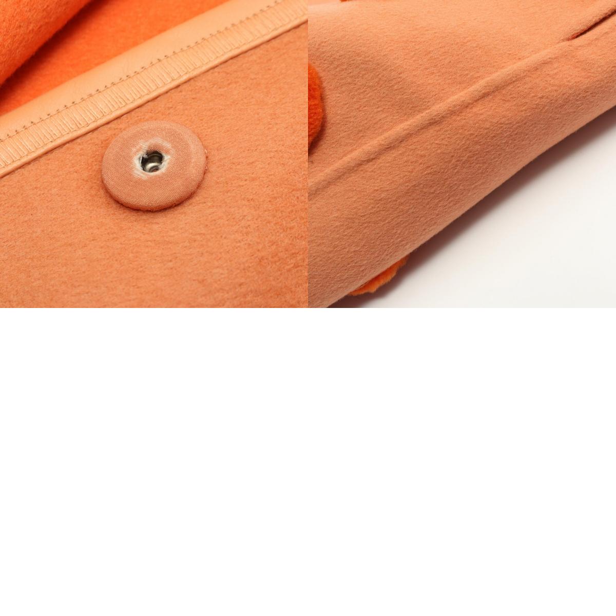 FENDI Collarless Wool Coat Orange Size 38