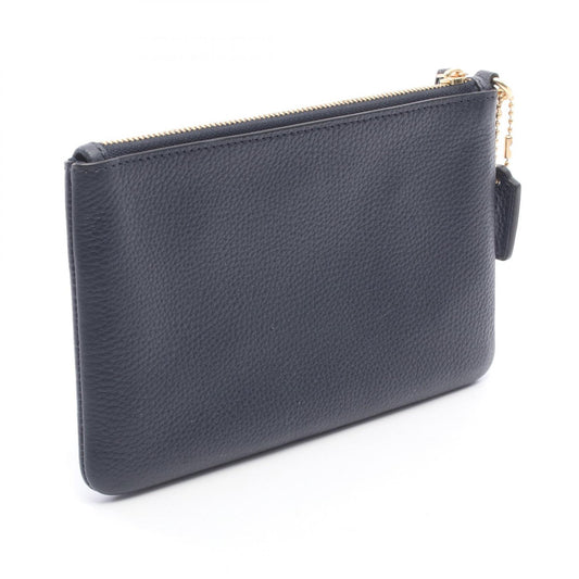 COACH Small Leather Wristlet Pouch Navy