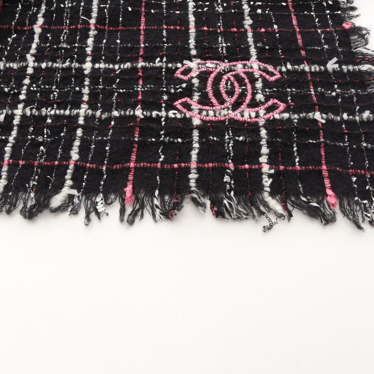 CHANEL Coco Mark Tweed Wool - Black Stole