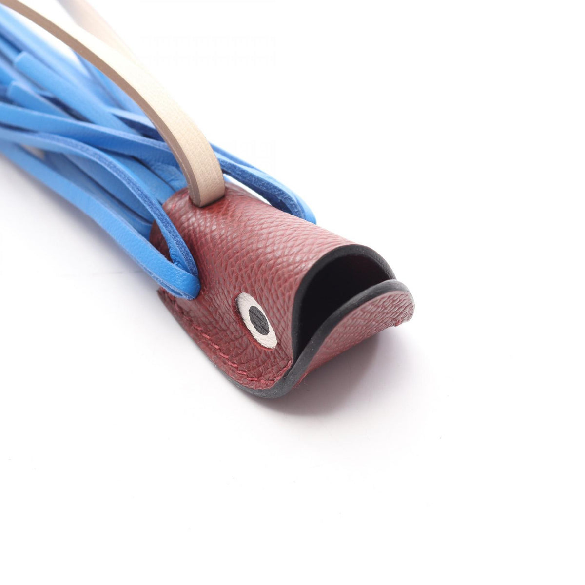 HERMES Poisson Rouge H Bleu Leather Charm