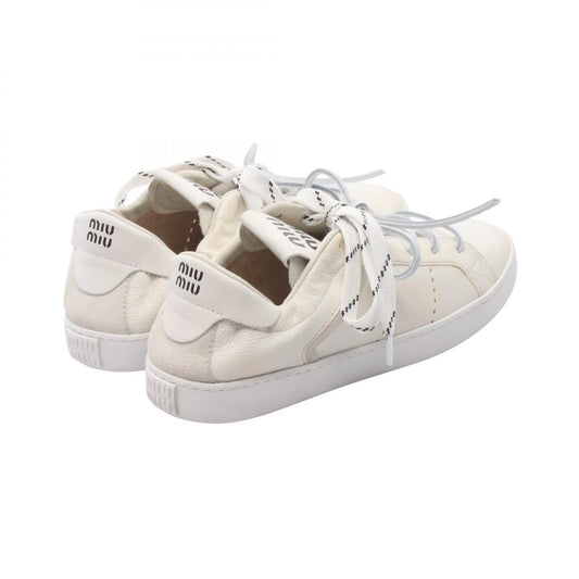 Miu Miu Deco Leather Distressed Finish Sneakers Size 37