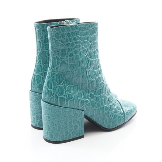 DRIES VAN NOTEN Blue Croc-Embossed Boots Leather Size 36