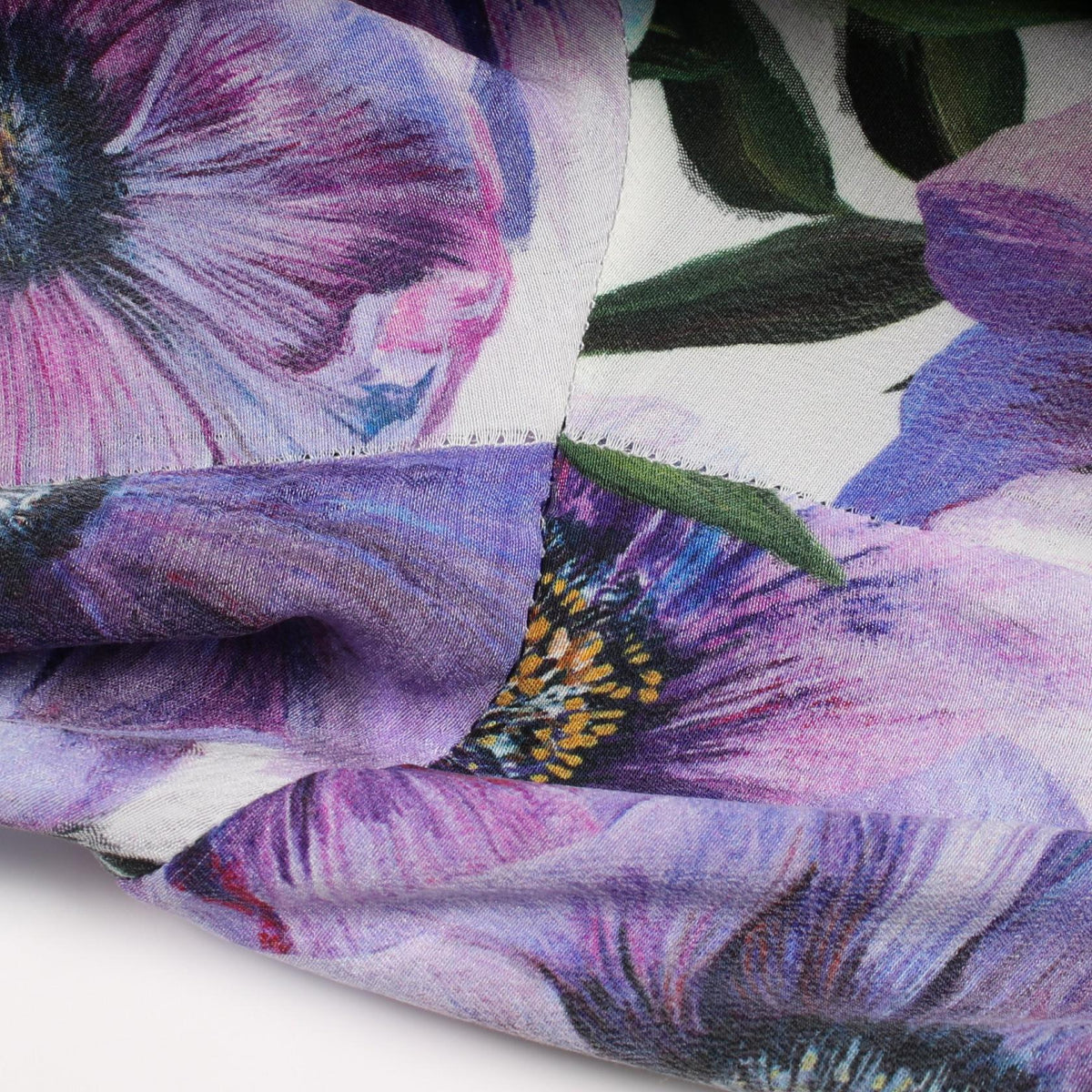 DOLCE & GABBANA Floral Print Silk Pants Purple Size 50
