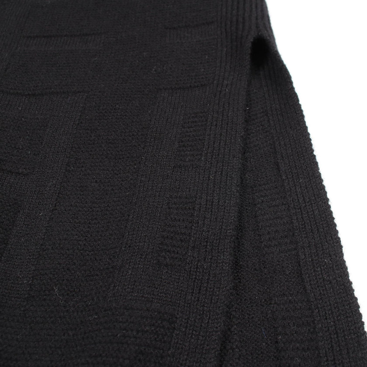 HERMES H Jacquard V-Neck Tunic Knit Sweater Black Size 42