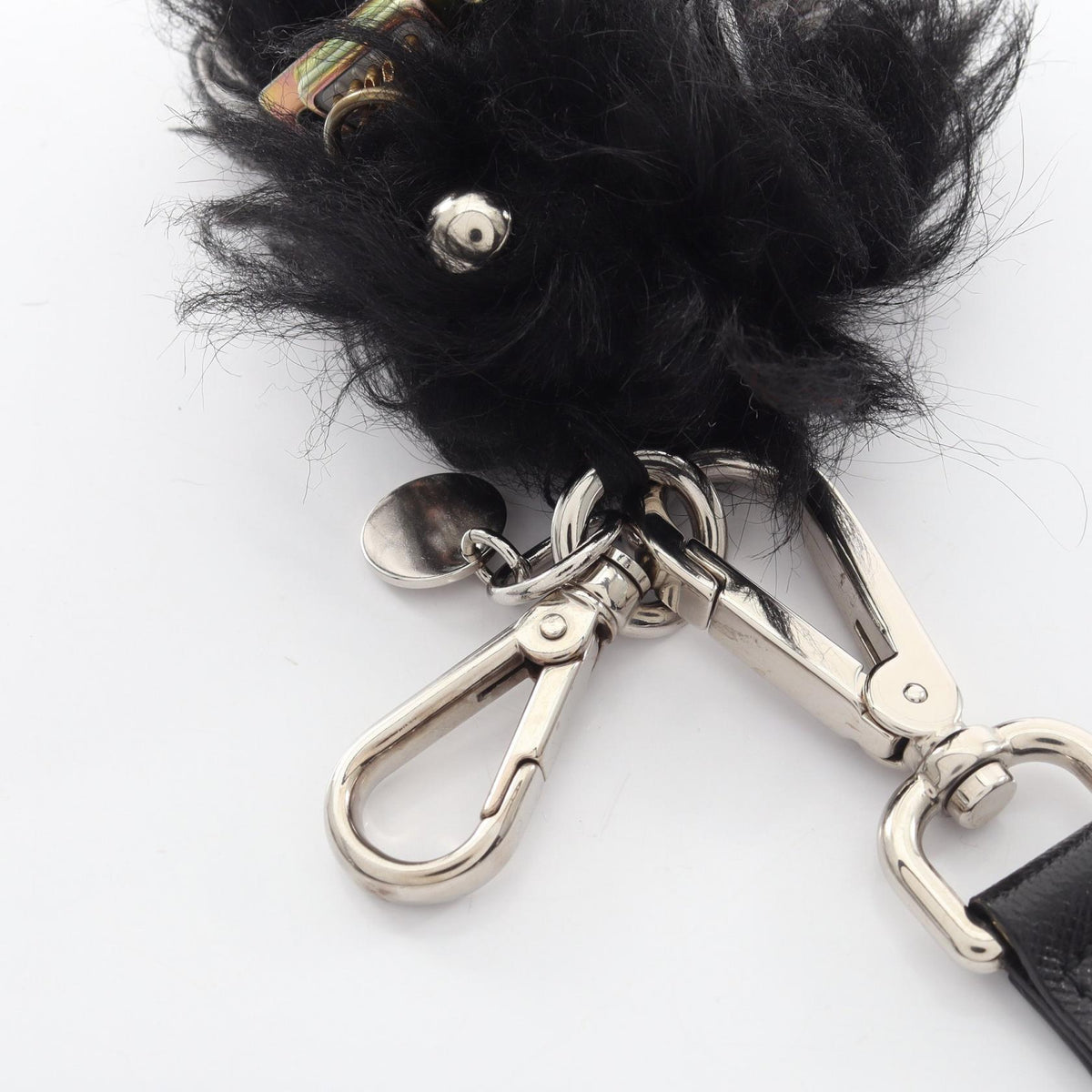 PRADA Rufus Fur Metal Charm Black