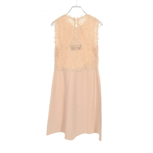 Valentino Pink Flower Lace Panel Silk Dress Size 44