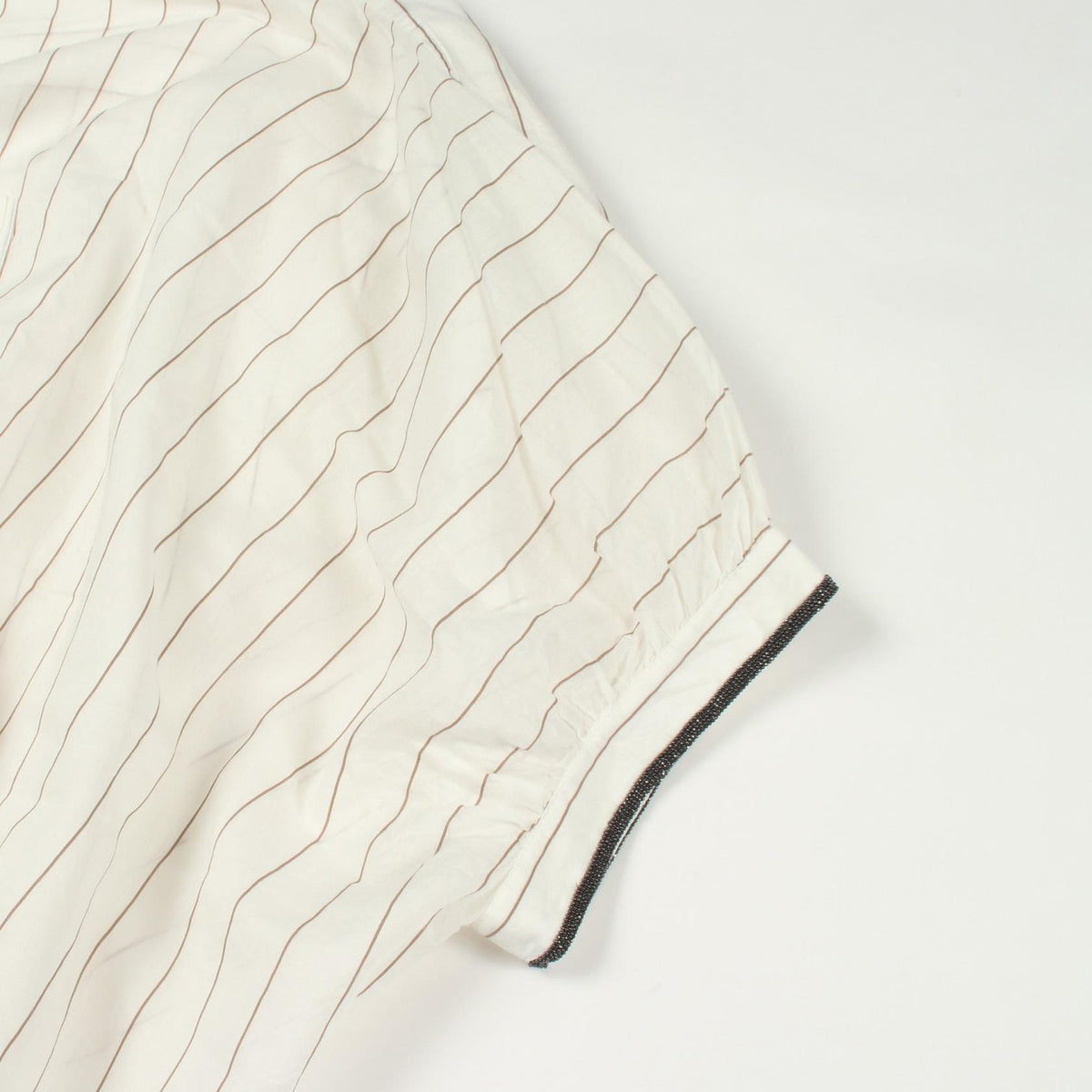Brunello Cucinelli Stripe Short Sleeve Cotton Shirt Size S
