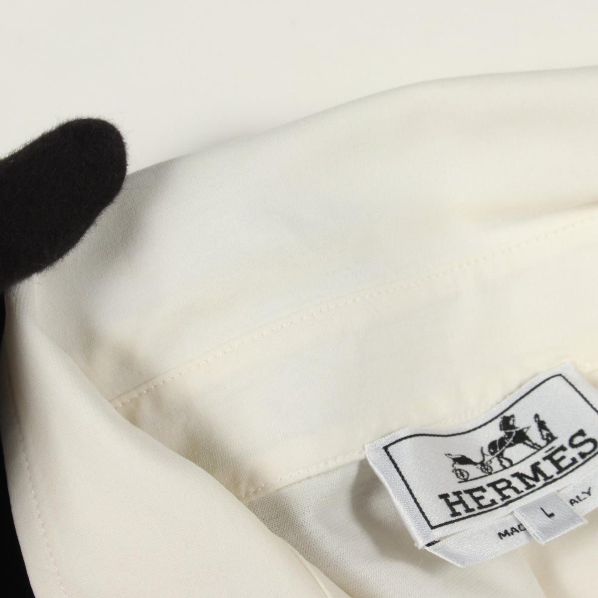 HERMES Short Sleeve Cotton Polo Shirt White Size L