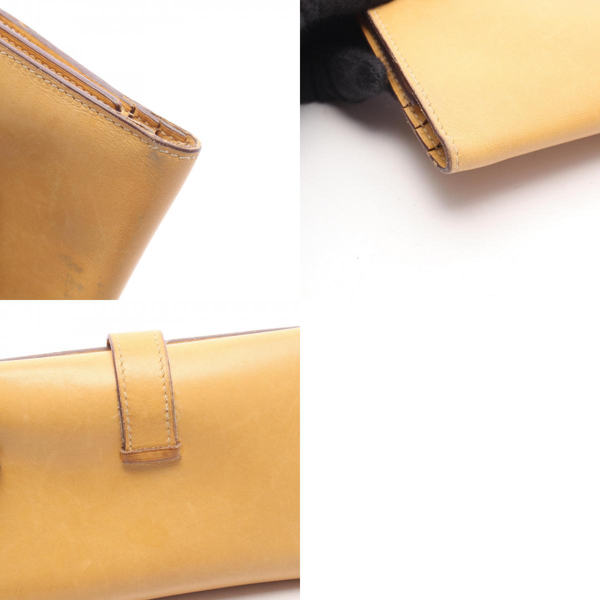 HERMES Bearn Dupli Leather Wallet Brown