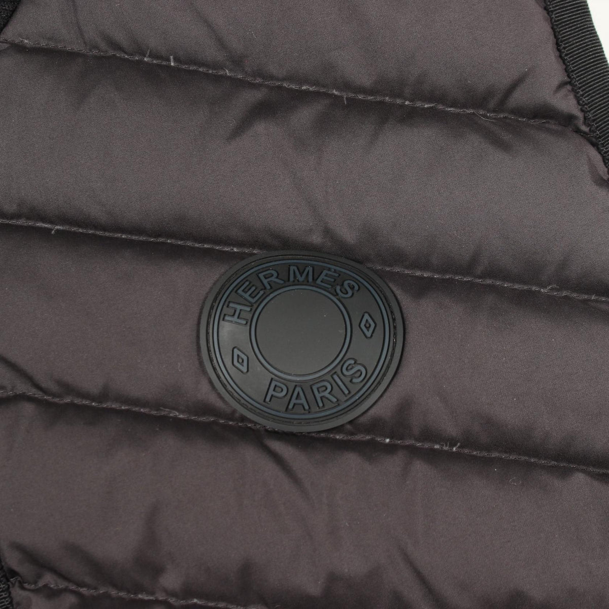 HERMES Rubber Logo Quilted Down Vest Black Size 42