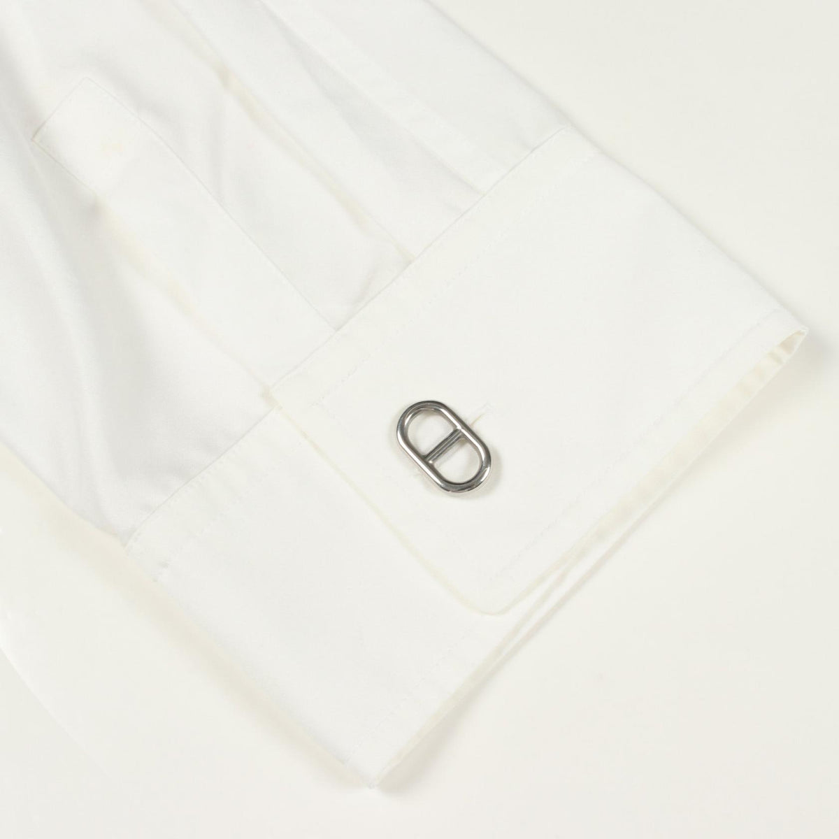 HERMES Chaine d'Ancre Cotton Shirt Dress White Size 42