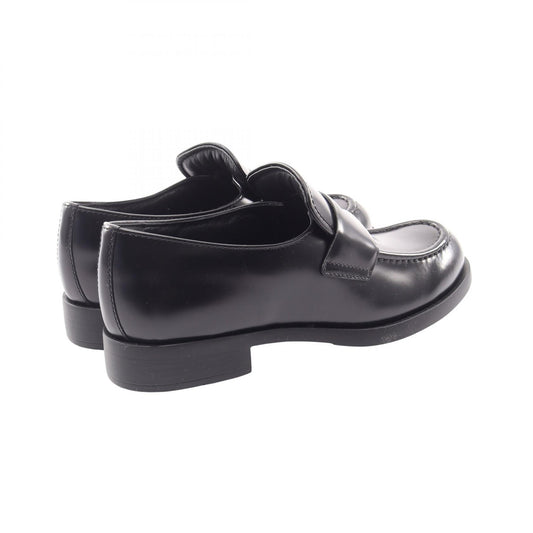 PRADA Triangle Leather Loafers Black Size 37.5
