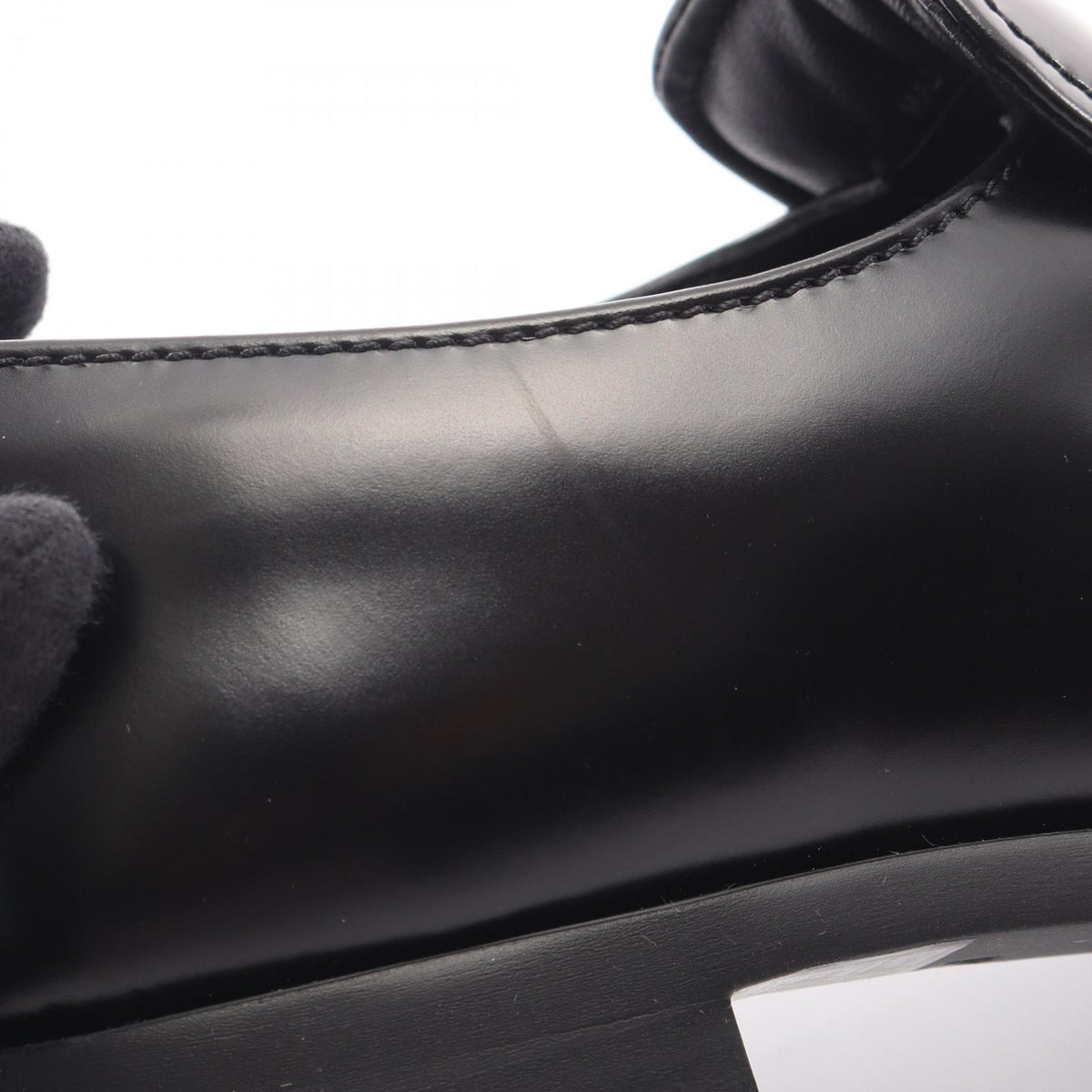 PRADA Triangle Leather Loafers Black Size 37.5