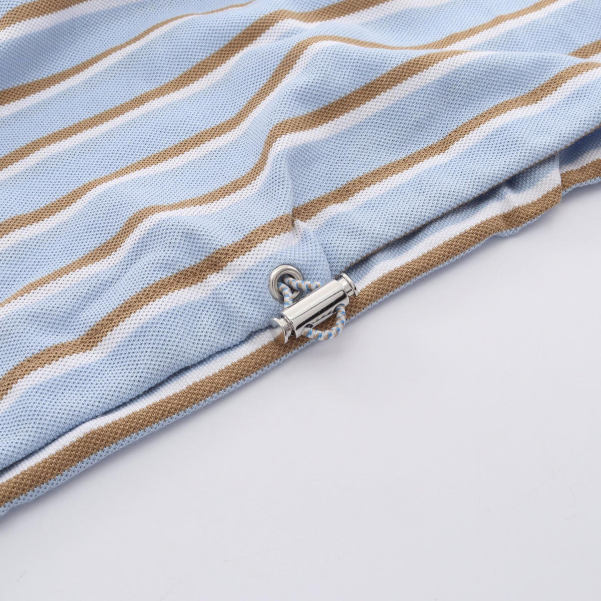 PRADA Cropped Striped Cotton Polo Shirt Blue Size 36