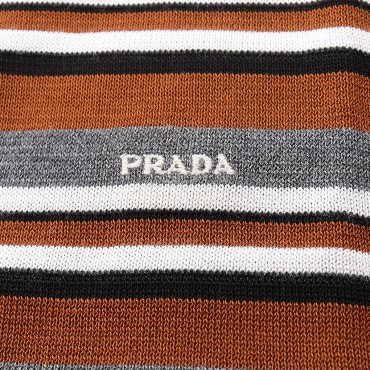 PRADA Striped Short Sleeve Cotton Silk Shirt Brown Polo Size 36