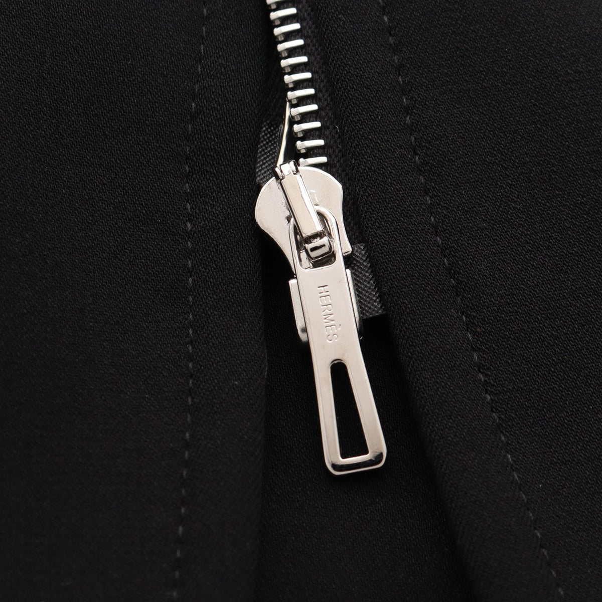 HERMES Wool Nylon Zip Jacket Black Size 40