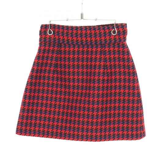 GUCCI Double G Button Houndstooth Skirt Wool Size 36