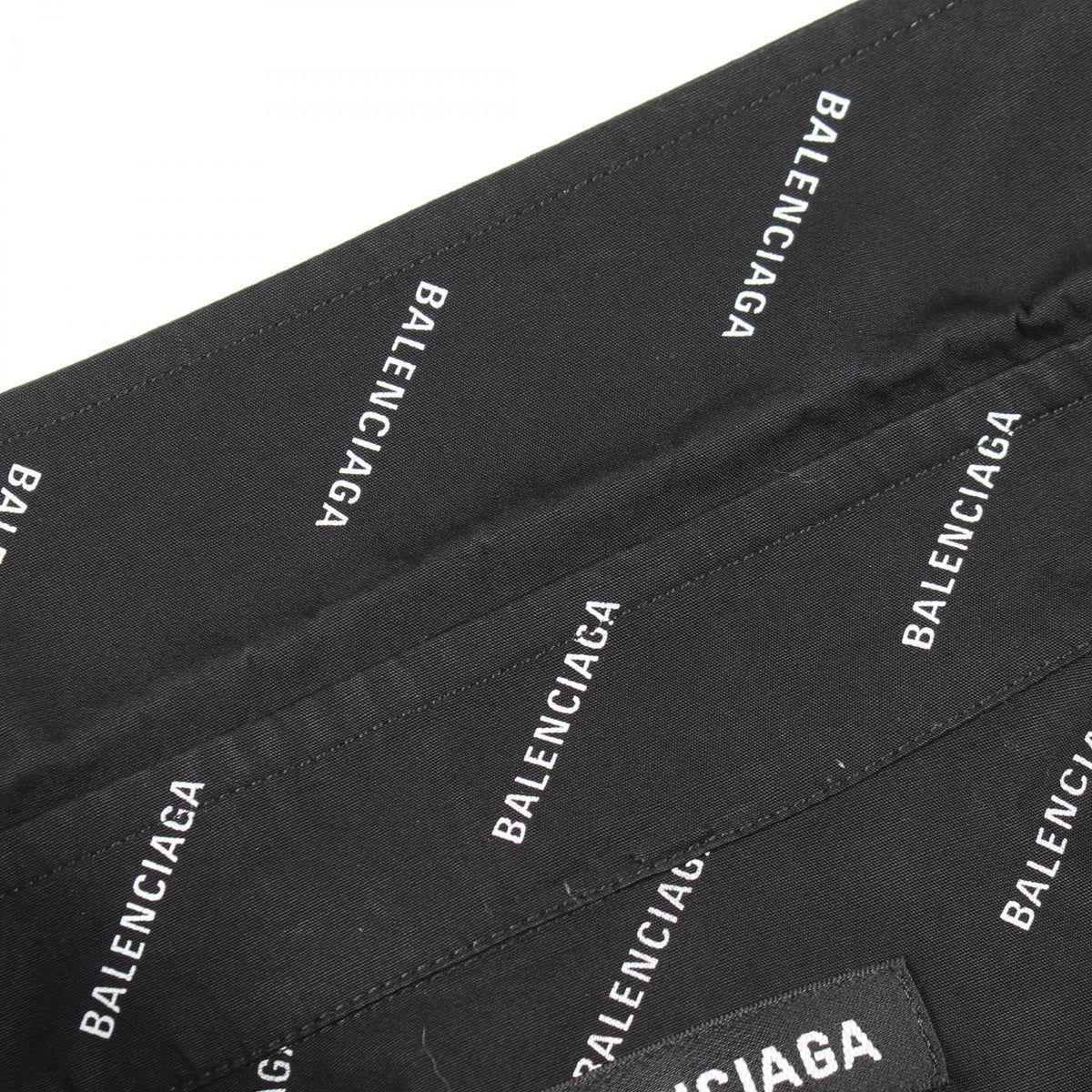 BALENCIAGA All-Over Logo Cotton Long Sleeve Button Down Black Size 37
