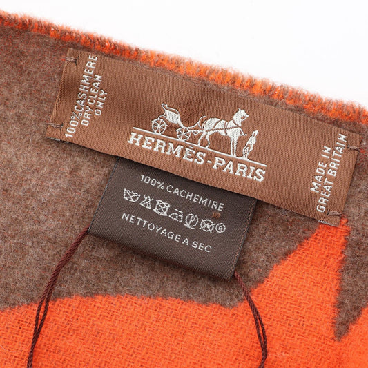 HERMES Boucle Camail Cashmere Scarf Orange