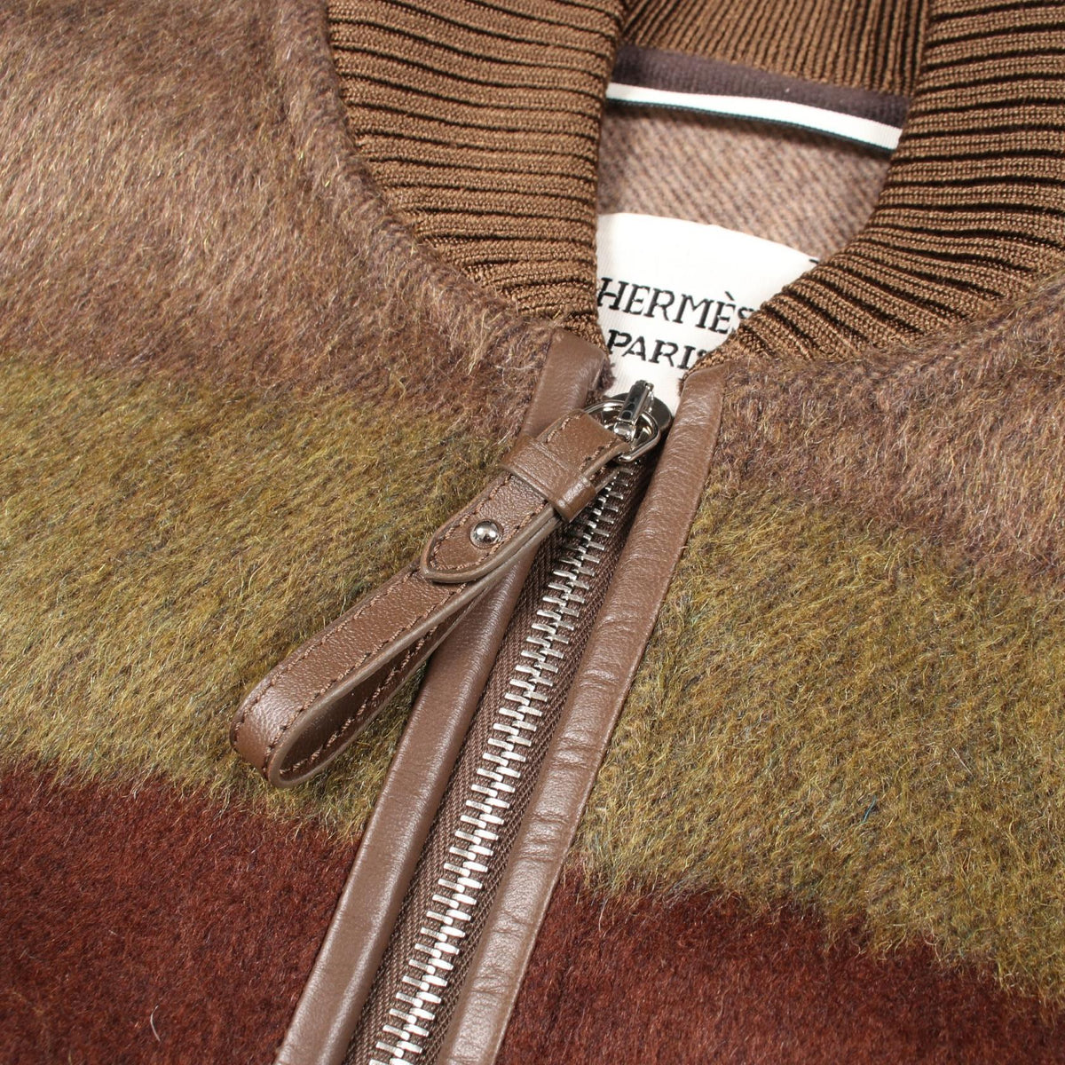 HERMES Zip-Up Cropped Cashmere Mohair Jacket Size 34