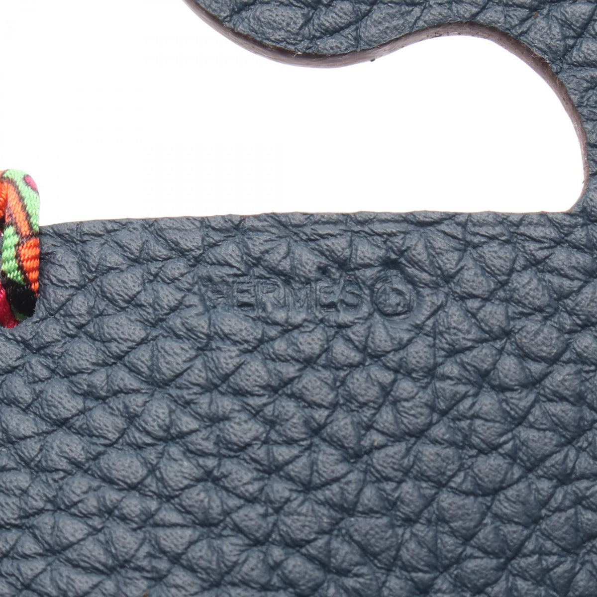 HERMES Petit H Tsuru Leather Charm Red