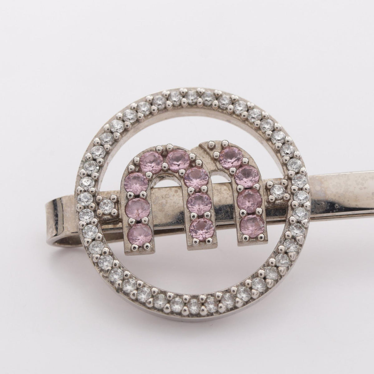 Miu Miu Circle Logo Hair Rhinestone Silver